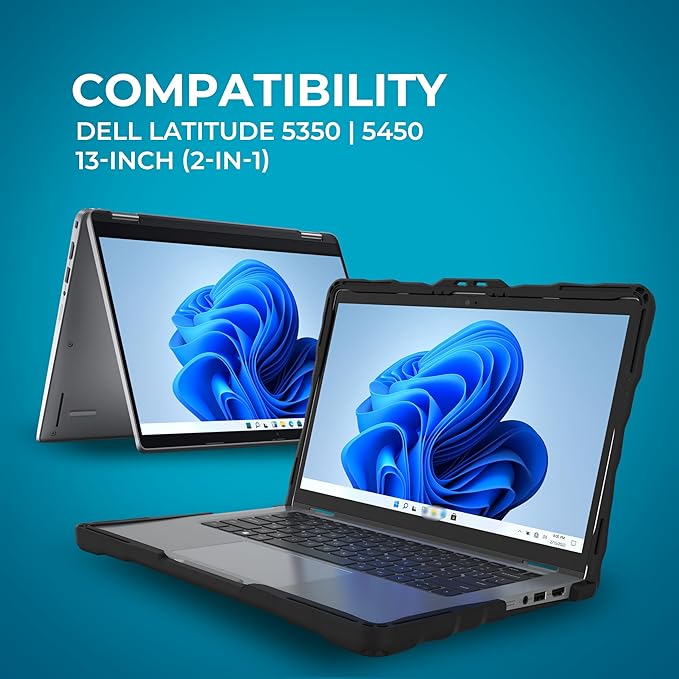 Gumdrop DropTech Hard Shell Laptop Case Fits Dell Latitude 5350 | 5340 13-inch (2-in-1) Rugged Drop Tested Shockproof Reliable Device Protection for Office, Travel, Business and Professionals - Black