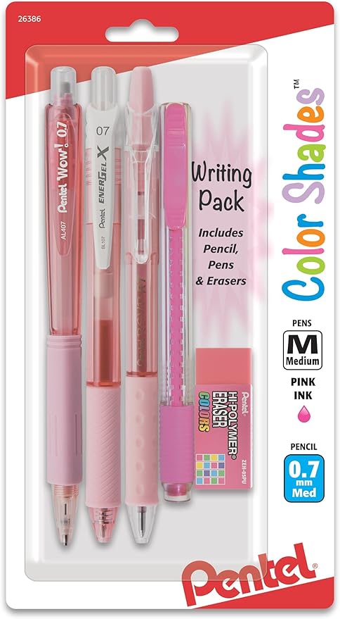 Pentel Color Shades Writing Pack - Pastel Pink (BLBKALZBPP)