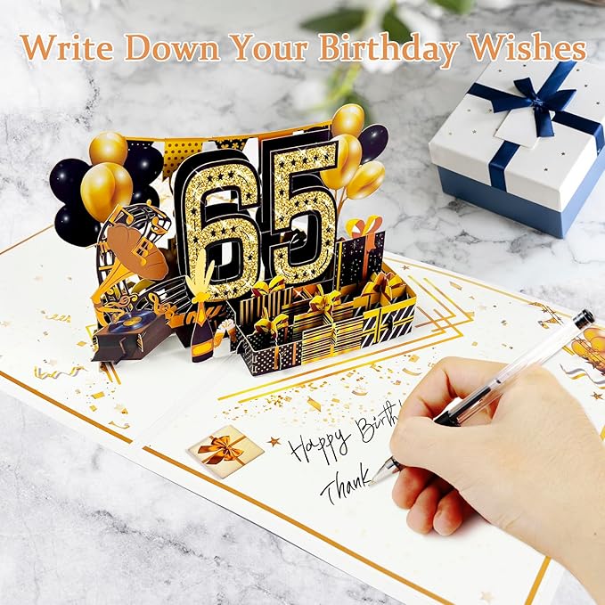 65th Birthday Card for Men Women, 3D Pop Up 65th Birthday Gifts Cards for Him Her, Back In 1960 Funny 65 Year Old Birthday Decorations