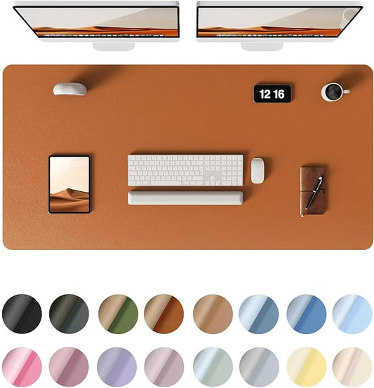 YSAGi Leather Desk Protector, Office Mat, Large Mouse Mat, Non-Slip PU Leather Blotter, Laptop Desk Pad, Waterproof Writing Pad for Office and Home (Brown, 47.2" x 23.6")