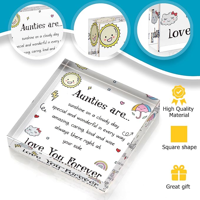 Auntie Gifts - Cute Auntie Birthday Gifts - Elegant Decorative Gifts for Auntie - Beautiful Gifts from Nephew, Niece - Charming Auntie Gift for Mother's Day - Engraved Acrylic Decoration