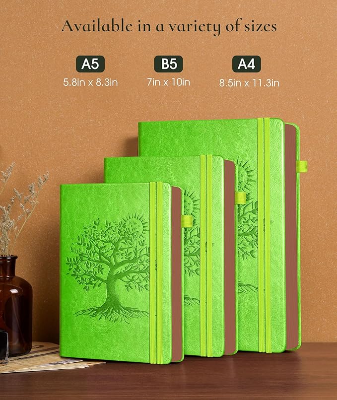 Vintage Leather Journal with 300 Numbered Pages,B5 Lined Journal for Men Women,Daily Journals for Writing,College Ruled Notebook for Work,School,Note taking,Travel Diary,Large (7" x 10")