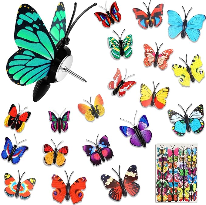 GOUWEIBA 40 Packs Decorative Thumb Tacks - Cute Push Pins Colorful Pushpins for Photo Wall Cork Board Bulletin Board Home Office Decor Cubicle Decorations (Butterfly)