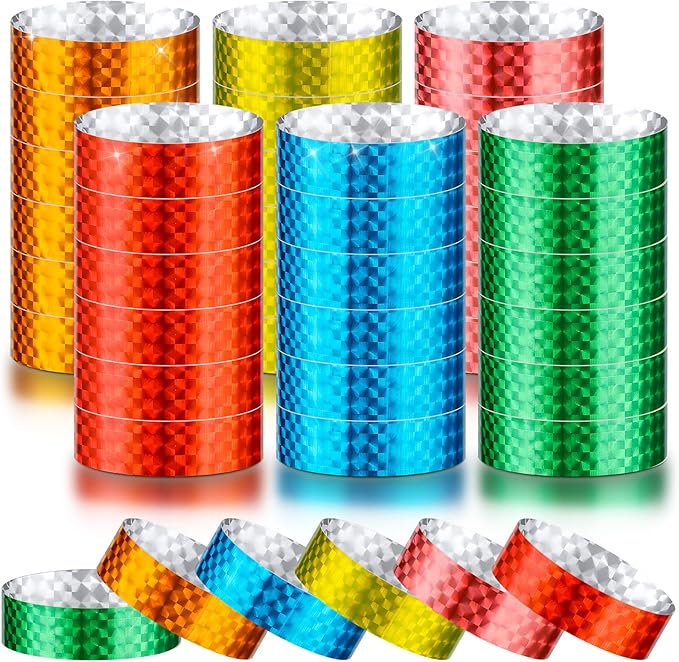 Epakh 600 Pcs Paper Wristbands Neon Wrist Bands Waterproof Handbands for Events Lightweight Concert Wristbands Neon Colored Adhesive Wrist Band for Party