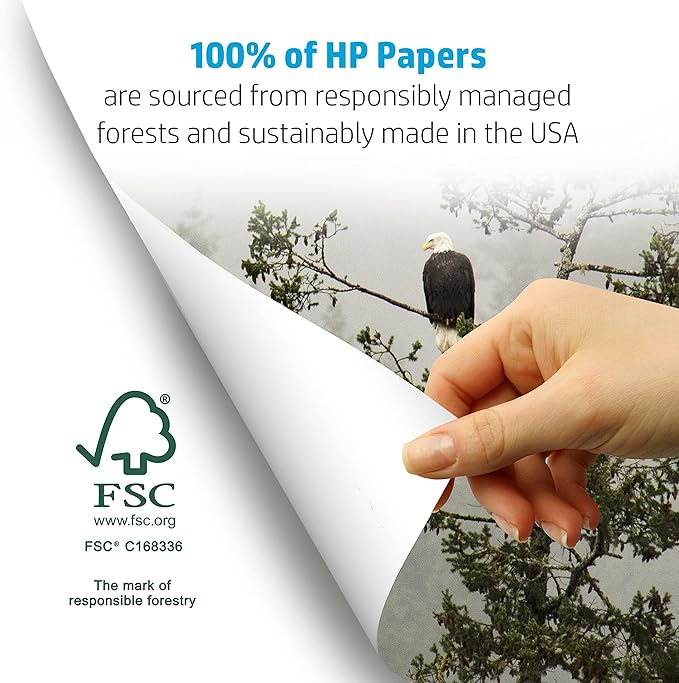 HP Papers | 8.5 x 11 Paper | Premium 28 lb | 5 Ream Case - 2500 Sheets | 100 Bright | Made in USA - FSC Certified | 205200C