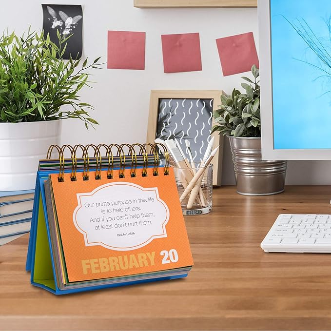 Global Printed Products Motivational & Inspirational Perpetual Daily Flip Calendar Self-Standing Easel (Bright Colors)