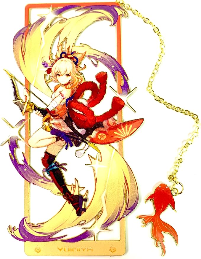 Metal Bookmarks - Genshin Impact Yoimiya Brass Bookmarks with 3D Display Box - Perfect Birthday Gifts for Book Lovers