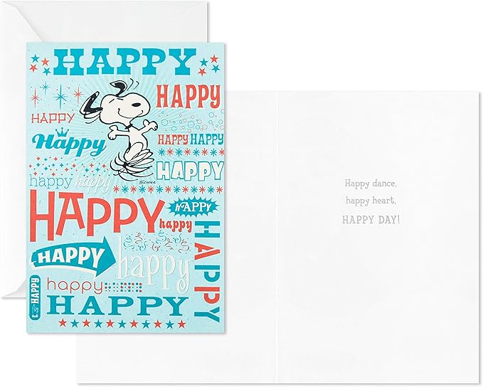 Hallmark Peanuts Birthday Cards Assortment, Snoopy Designs (12 Cards with Envelopes)