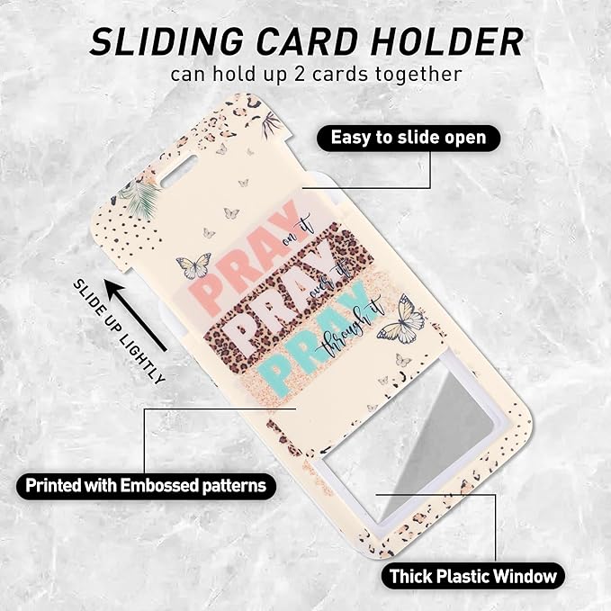 Christian Lanyard with ID Holder, Pray On It Pray Over It Pray Through It Badge Holder with Beaded Adjustable Lanyard, Christian Gifts for Pastors Teachers Students