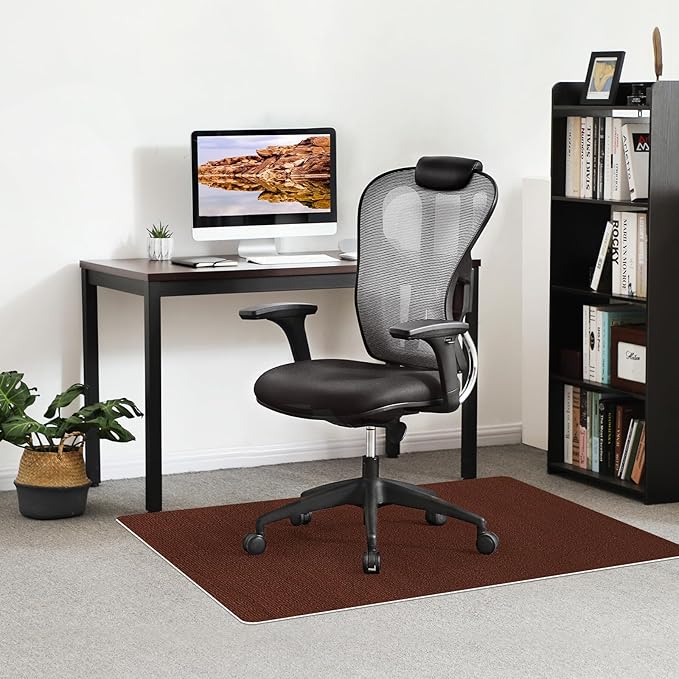 Office Chair Mat - for Hardwood Floors, Large Non-Slip Easy-Clean Floor Protection Blanket (Yellow-Brown, “48 x 36in”).