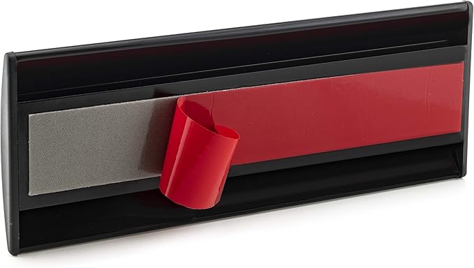 Set of 6 –Sturdy & Elegant Black Aluminum Wall Mount Name Plate Holder, Office Business Door Curved Sign Holder with Adhesive Tape, 8” X 3” - Plastic Film Included, Paper Inserts NOT Included