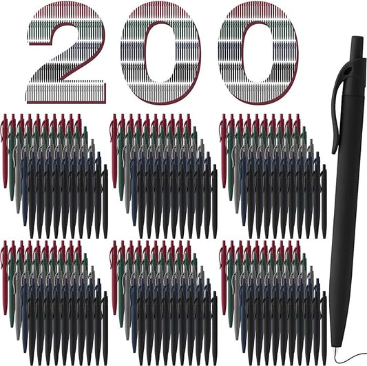 200 Pack Black Pens Bulk Retractable No Bleed Click Black Ink Smooth Writing Ballpoint Pens for School Office Supplies, 1.0mm