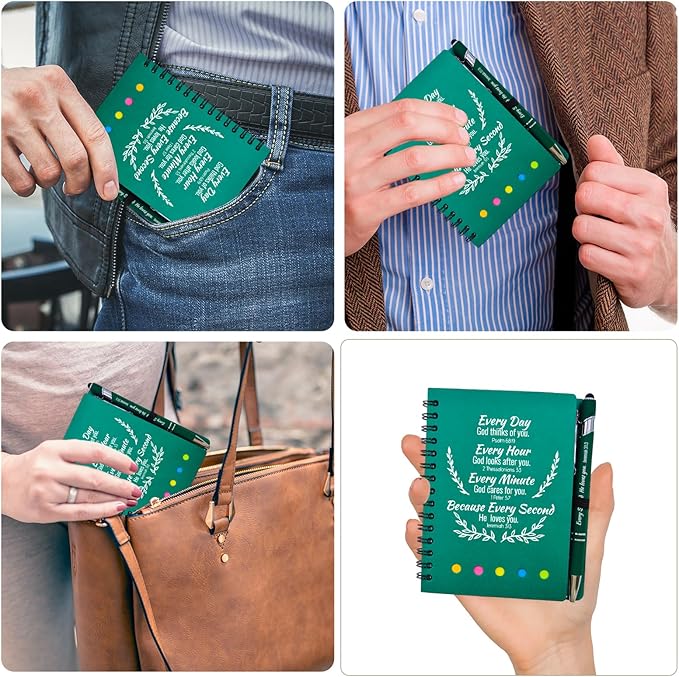 60 Pcs Bulk Christian Gifts Prayer Journal for Woman - 30 Set Religious Notepad with Christian Pen - Bible Notebook - Church Gifts for Mother's Day, Bible Study, and Family Devotions ( Green )
