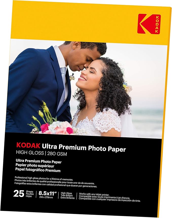 Kodak Ultra Premium photo paper 8.5 x 11 glossy, 25 count 74lb - 280 gsm (41177-9891173)