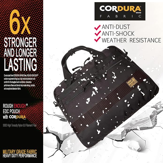 Rough Enough 16 Inch Laptop Bag Tablet Carrying Case Briefcase for Travel Business with Accessory Pocket Shoulder Handle Cordura Black