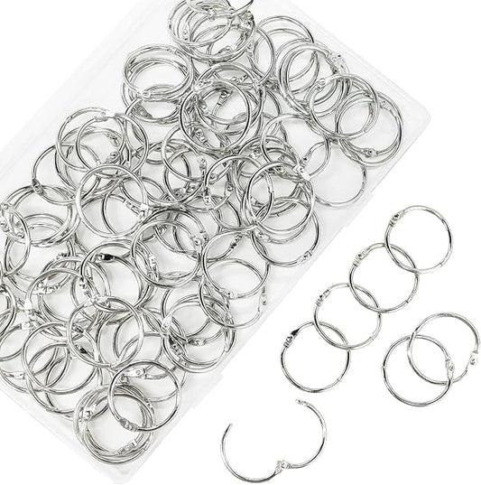 Loose Leaf Binder Rings 1-Inch（100 Pack） Office Metal Book Rings, Nickel Plated Steel Key Rings for School，Sliver