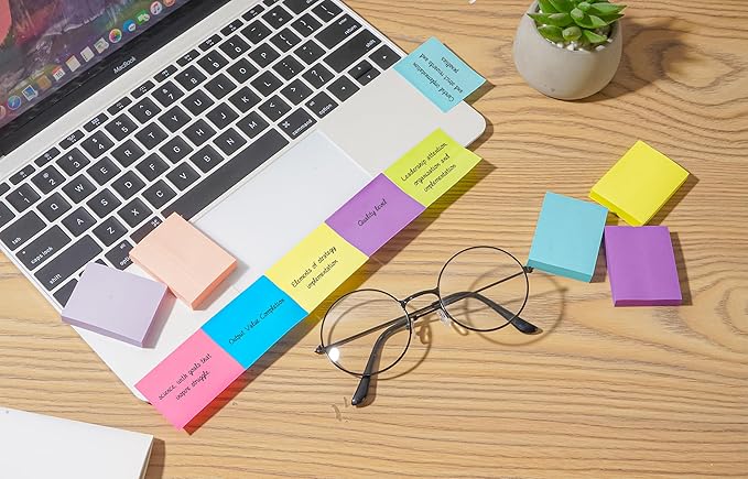 36 Pads Sticky Notes 1.5x2 inch Post, 9 Bright Colors Mini Self-Stick Pads Bulk, 70 Sheets/Pad