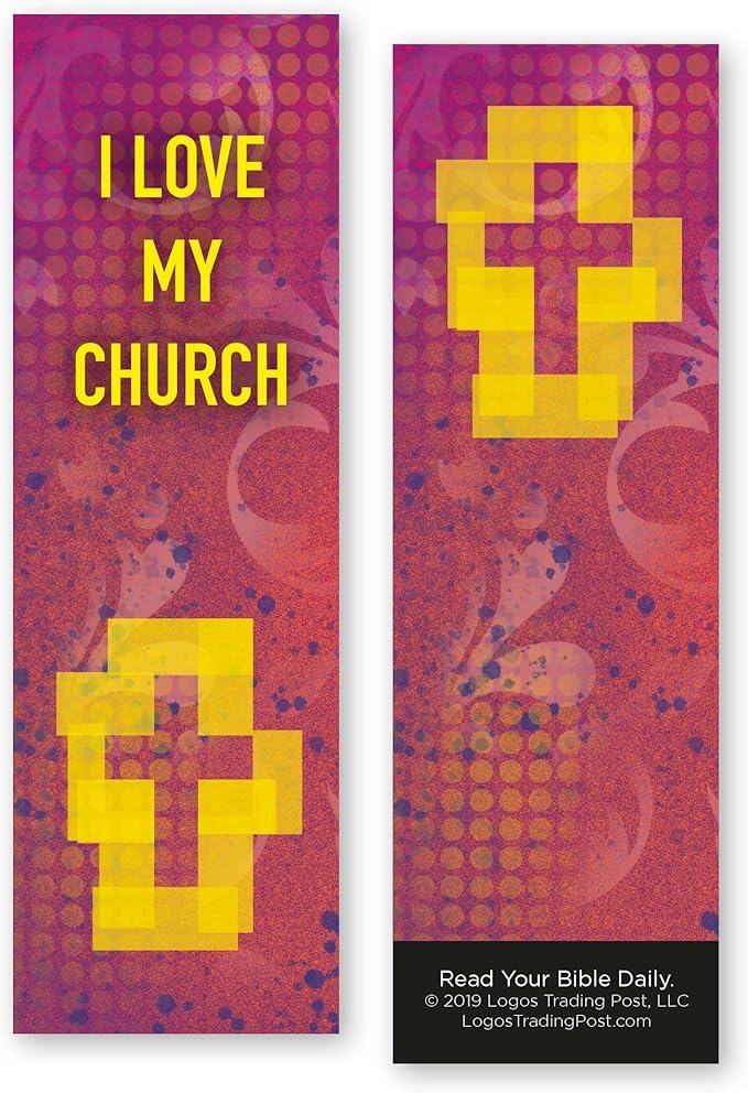 I Love My Church, Bulk Pack of 25 Christian Bookmarks for Kids, Childrens Faith Book Markers, Sunday School Prizes, Religious Gifts for Kids & Youth