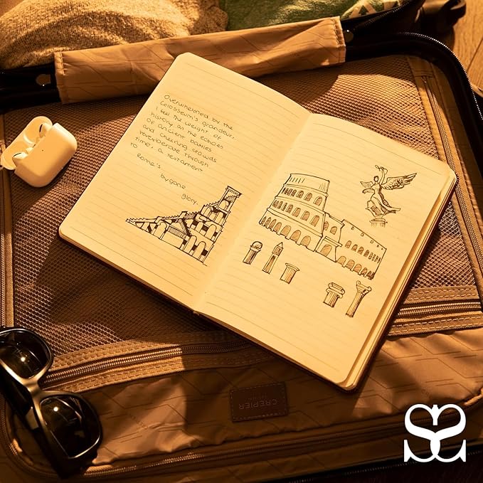 SETTINI® Lined Journal - Classic Journal for Writing Gift Set - Hardcover Vegan Leather, Includes Luxury Pen in a Unique Pen Holder, 192 Pages, 6 x 8.5 inches, Birthday Gifts for Men