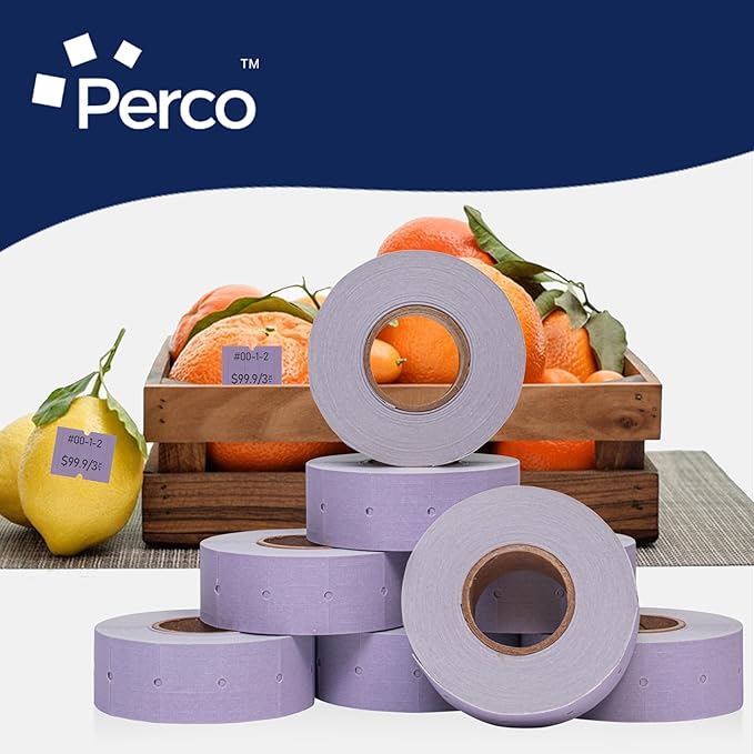 Perco 2 Line Lavender Labels - 32 Rolls, 4 Sleeves, 24,000 Blank Price and Date Gun Labels for Perco 2 Line Price and Date Guns - Made in USA
