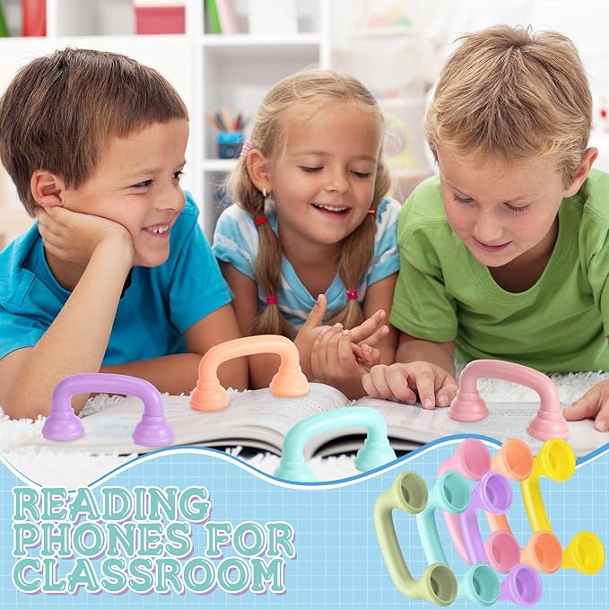 Shappy Bulk Whisper Reading Phones 24 Pcs Whisper Auditory Feedback Phone Classroom Manipulative Hear Myself Sound Speech Therapy Tool for Kids Accelerate Reading Fluency Pronunciation (Pastel Color)