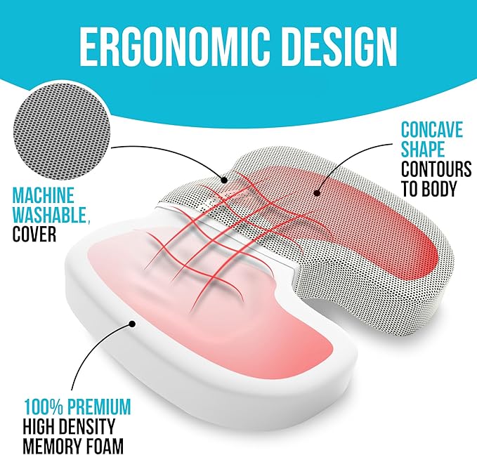 FORTEM Seat Cushion and Lumbar Support for Office Chair, Desk Chair Cushion, Memory Foam Office Chair Cushion, Non Slip Sitting and Back Pillow for Gaming, Car Seat Cushion, Chair Pad, XL