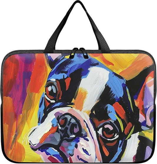 Universal Laptop Sleeve Tablet Case 12 inch, Watercolor Dog Slim Carrying Case Durable Handbag Travel Laptop Bag for Surface Pro 9 8 7/Laptop Go 2 3, MacBook Air 11/12