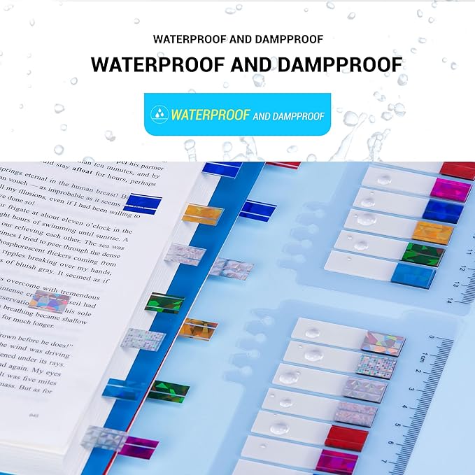 Golcellia 1200 Pieces Sticky Tabs Laser Gem Page Markers, Sticky Note Tabs Colored Writable and Repositionable Index Tabs, Tabs for Annotating Books