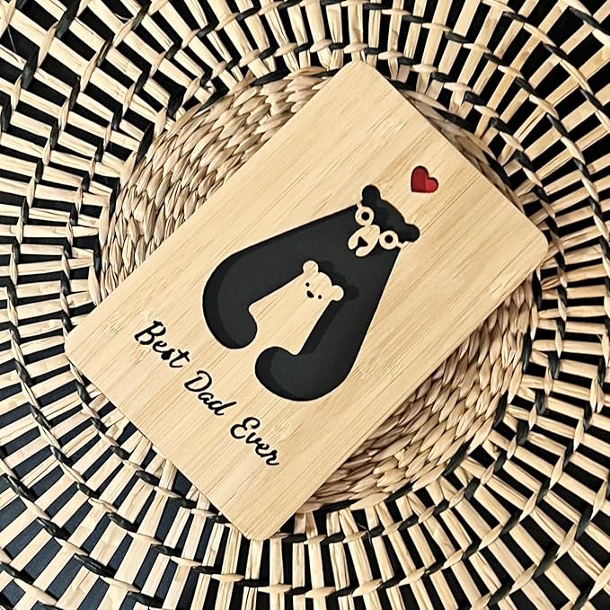 Fathers Day Cards,Handmade Bamboo Greeting Cards,Wooden Thankyou Card,Father's day Card for Dad,Best dad ever