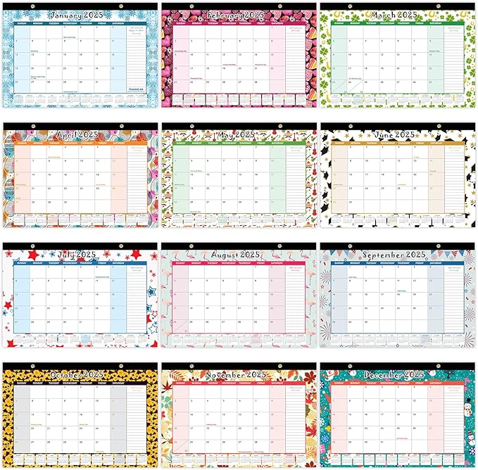 GuassLee Desk Calendar 2025, 2025 Desktop Calendar Monthly Pages 17" x 11.5" Runs from January 2025 to June 2026-18 Monthly Hanging Calendar with Corner Protectors for School, Home and Office