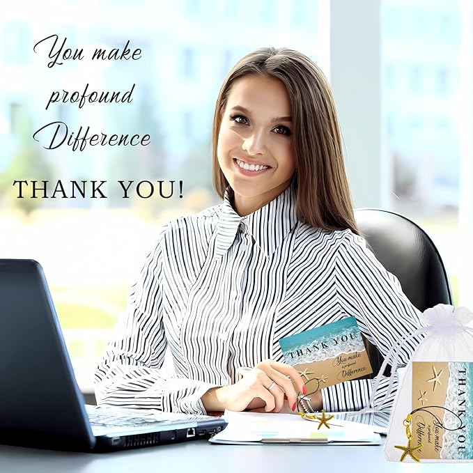 Employee Appreciation Gifts Bulk 30 Starfish Story Card Thank You Gifts for Coworkers You Make a Profound Difference Notecards Teacher Volunteer Nurse Appreciation Gift(Gold)