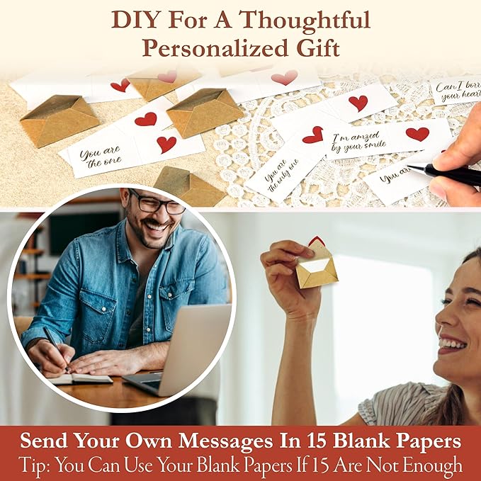 60 Love Notes For Him Her - Valentines For Him, Cute Couple Gifts For Boyfriend Birthday Gift Ideas, Mini Envelopes Lunch Notes For Husband, Long Distance Relationship Gifts For Girlfriend