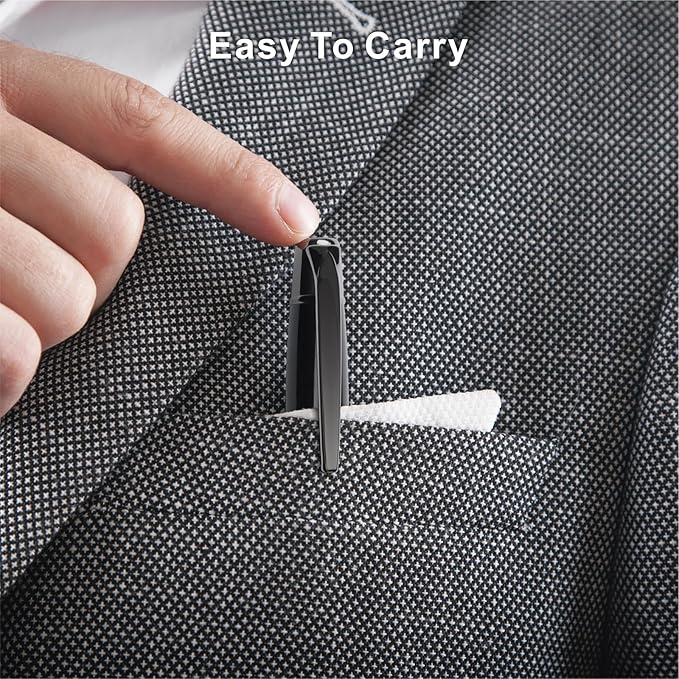 Cambond Metal Pens - Bulk Black Pens with 6 Refills (Silver with Black), 1.0 mm Medium Point for Journaling, Gifting, Business, Men, Police, Flight Attendants