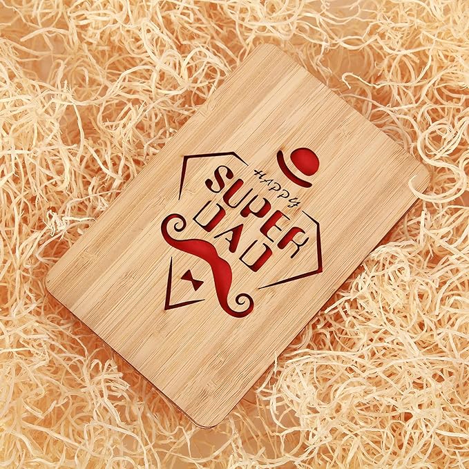 Wood Gift Card from Daughter,Super Dad Card,Funny Dad Birthday Card from Daughter or Son