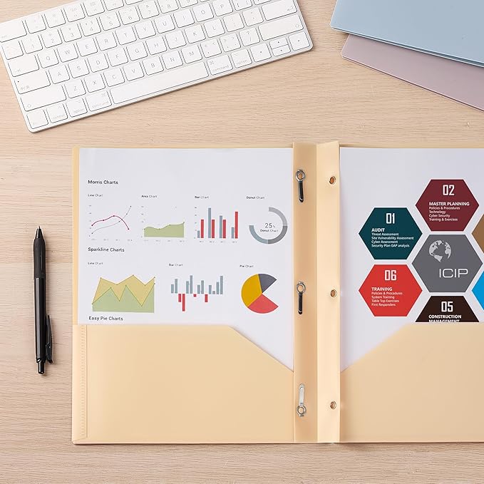 Mr. Pen- Plastic Folders with Pockets and Prong, 5 Pack, Vintage Colors, Pocket Folders, Folders with Prongs, File Folders with Fasteners, 2 Pocket Folder, Folder with Pockets, Two Pocket Folder