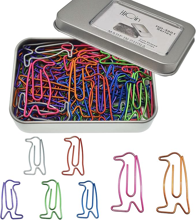60 pcs Cute Paper Clips, Penguin Shaped Paper Clips Bookmarks, Penguin Gifts for Women Kids Coworkers Teachers