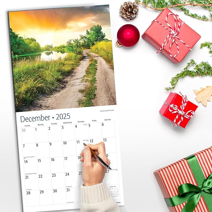 RED EMBER Water Pathways 2025 Wall Calendar 12 Month | 12" x 24" Open | Thick & Sturdy Paper | Giftable | Calendar 2025