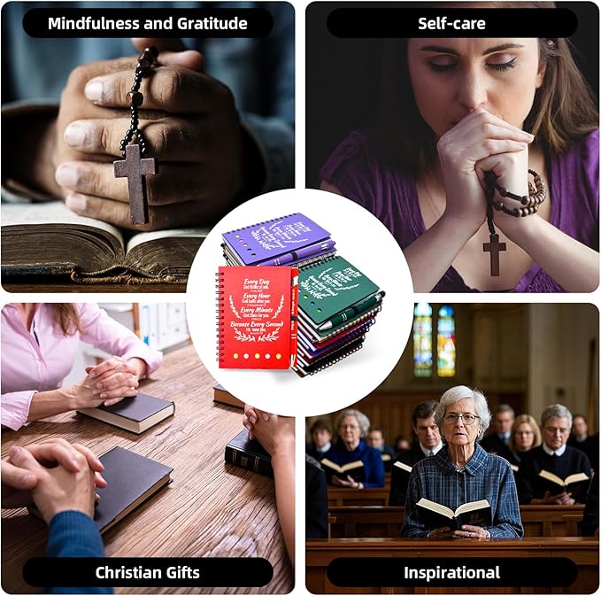 60 Pcs Bulk Christian Gifts Prayer Journal for Woman - 30 Set Religious Notepad with Christian Pen - Bible Notebook - Church Gifts for Mother's Day, Bible Study, and Family Devotions ( Colorful )