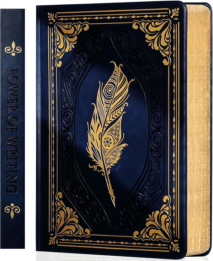 CAGIE 320 Pages Thick Hardcover Journaling Notebooks Vintage Leather Journal for Women Men A5 College Ruled Journals for Writing with Gift Box, 5.7 x 8.3 in, Blue