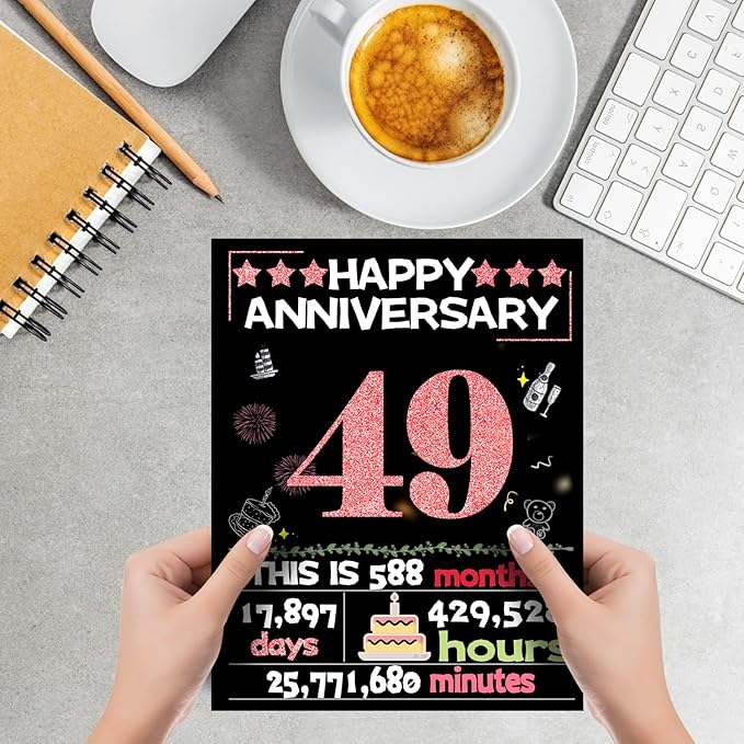 Joycard 49th Anniversary Card for Women, Wedding Card for Wife, Sweet Marriage Decorations Gifts for Couple, Perfect for Her on Anniversary Day, Back in 1976