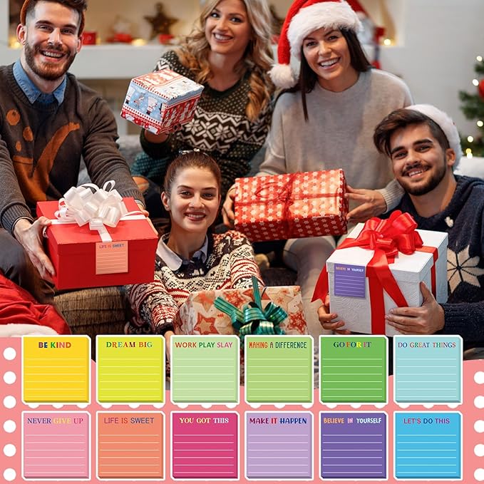 Yinder 24 Pcs Inspirational Sticky Notes with Lines Cute Motivational Sticky Notes Pad Employee Appreciation Gifts Bulk for Teacher Nurse Coworkers Office Supplies 3 x 3''(Dark Color,Motivational)