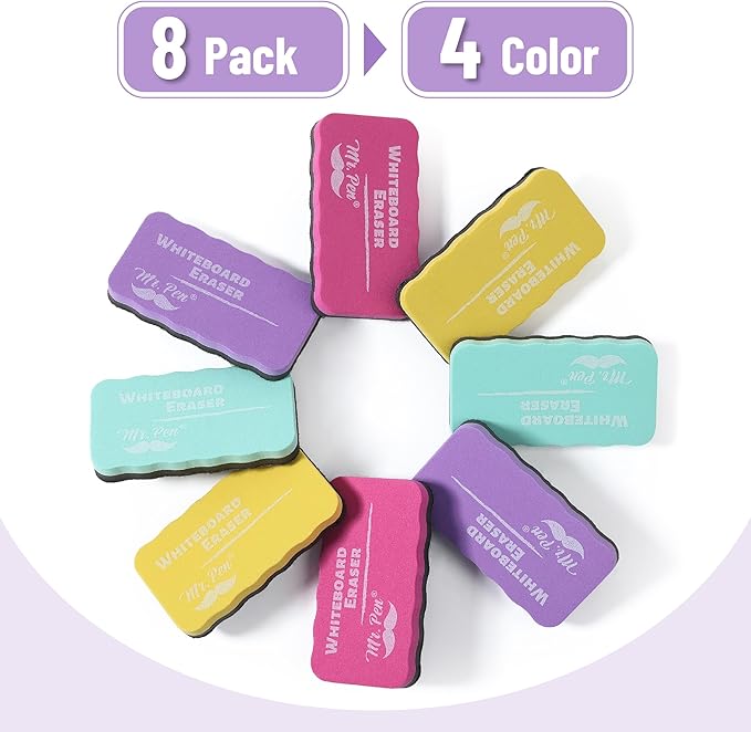 Mr. Pen- White Board Erasers, 8 Pack, Pastel Colors, Magnetic Dry Erase Eraser, Whiteboard Eraser, Dry Eraser, Dry Erase Erasers, Dry Erase Board Eraser, White Board Erasers Dry Erase, Dry Erasers
