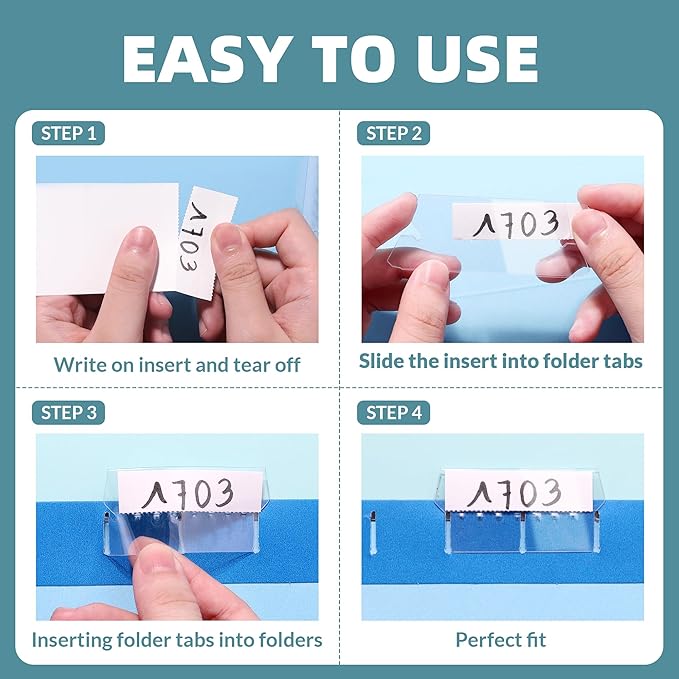 File Folder Tabs, SUNEE 100 Sets Hanging File Folder Labels Tabs and Inserts for Hanging Files Folders