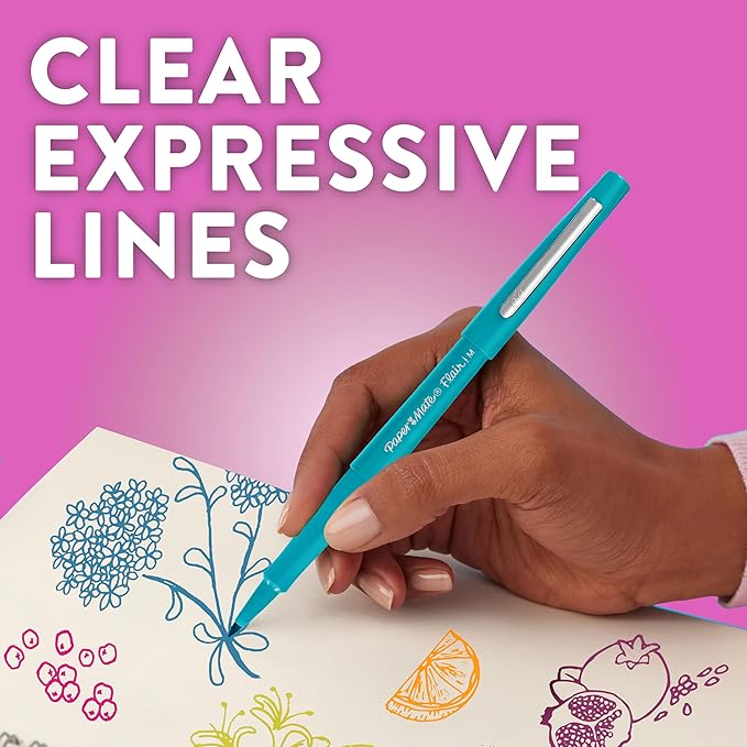 Paper Mate Flair Felt Tip Pens | Medium Point (0.7 mm) Writing Pens | Navy Blue Pens | for Writing, Drawing & Sketching | 12 Count