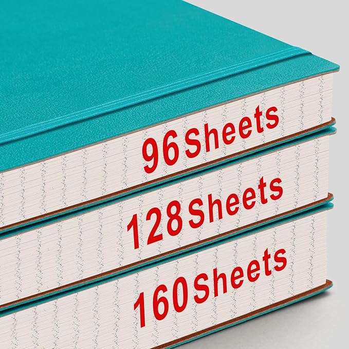 AHGXG Graph Paper Notebook - 320 Pages Grid Paper Notebook Large Journal B5, 100gsm Thick Graph Paper, Leather Softcover, Inner Pocket, 7.6'' X 10''- Cyan