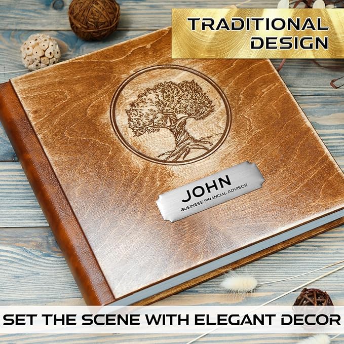 Therwen 30 Pcs Name Plates Laser Engraved Brushed Stainless Steel Plate Personalized Plaque Blank Custom Name Tag Frame Label with Adhesive Backing(Silver Notched Corner,1''x 3'')