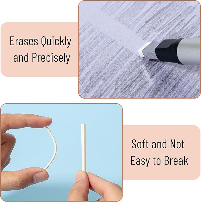 Mr. Pen- Pen Style Eraser, 2 Pack, Square & Round Tip, Eraser Pen Eraser, Pencil Erasers, Eraser Pencil, Mechanical Eraser, Art Erasers for Drawing Erasers for Drawing, Precision Eraser, Art Eraser
