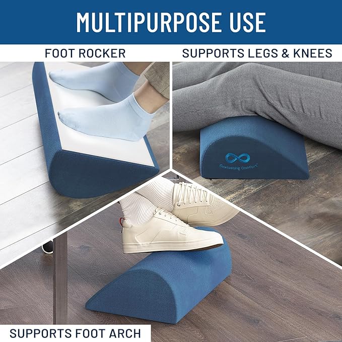 Foot Rest for Under Desk at Work - Memory Foam Office Foot Stool & Under Desk Footrest Leg Elevation Pillow for Gaming & Home Office, Supports Posture