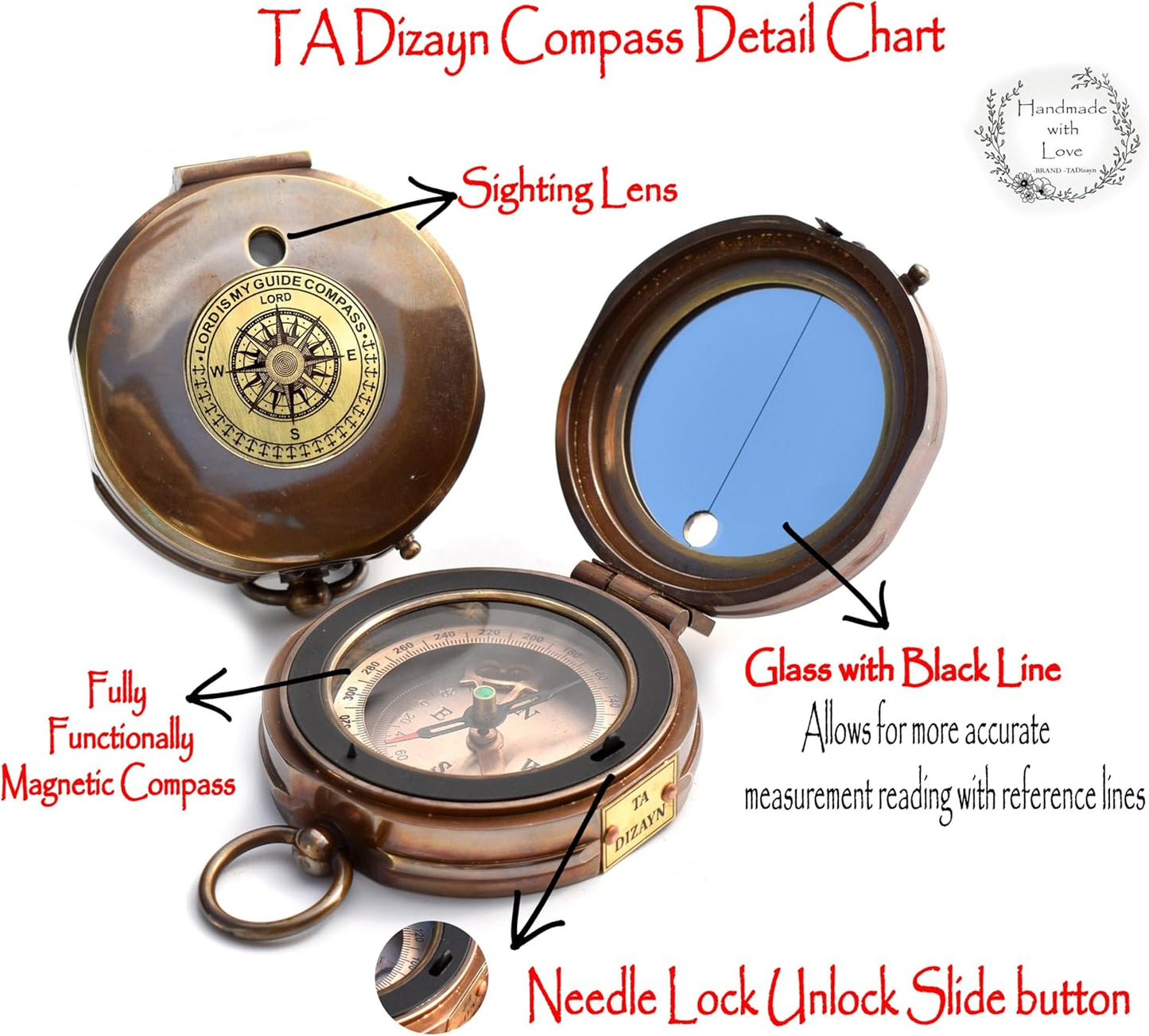 Trust in The Lord With All Your Heart - Proverbs 3:5-6 Quote Engraved Compass With Wooden Box, Greeting Card, Gift Compass, Graduation Day Gifts 2024 for Women Men Boys Girls