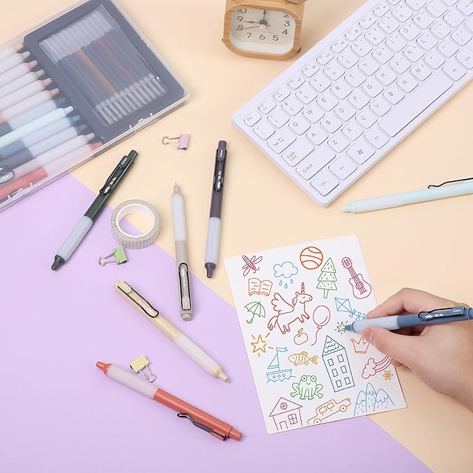 Mr. Pen- Retractable Gel Pens with Case, 12 Pack, Colorful Ink, 12 Refills, Gel Pens Fine Point 0.5mm, Retractable Pens, Cute Pens, Gel Ink Pens, Aesthetic Pens for Journaling Fine Tip Pens